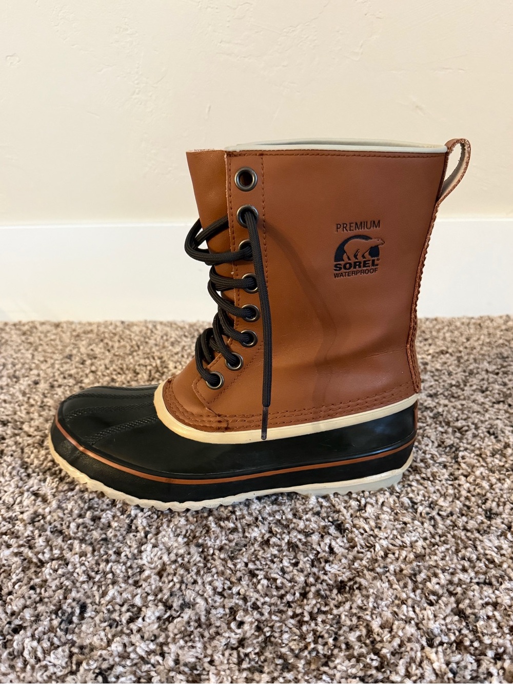 Sorel Women’s 1964 Premium Brown Waterproof Winter Duck Boots, size 8